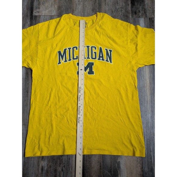 Michigan Wolverines Champion T-Shirt Uniszed Size Large Yellow Short Sleeve - Picture 3 of 5